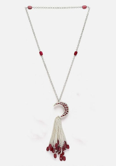 Pink And Silver Gold Plated Kundan Pearl Haar Necklaces