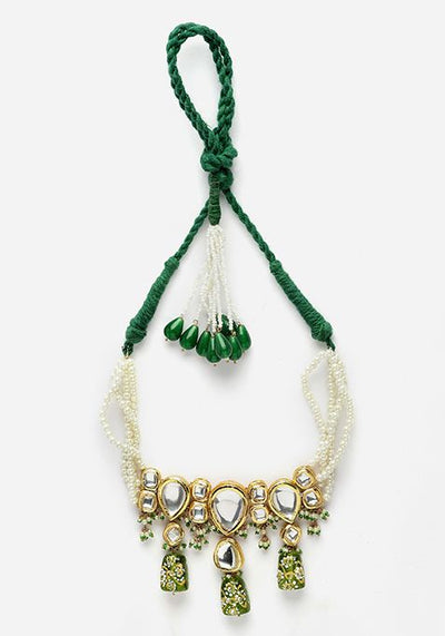 Green And Ivory Pearl Kundan Choker Necklace