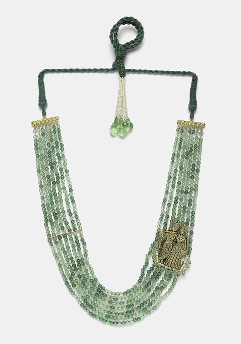 Green And Gold Pearl Layered Necklace