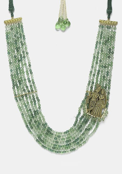 Green And Gold Pearl Layered Necklace