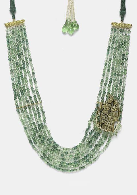 Green And Gold Pearl Layered Necklace