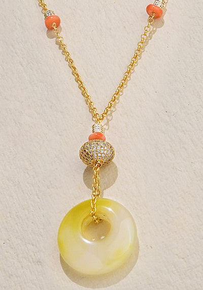 Gold Plated Yellow Asymmetric Stone Necklace
