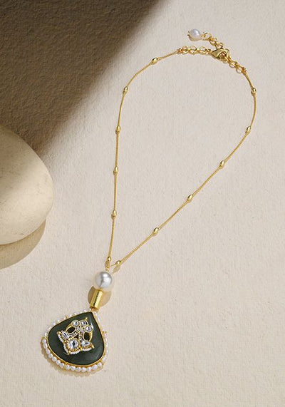 Gold Plated Green Dazzling Aura Necklace