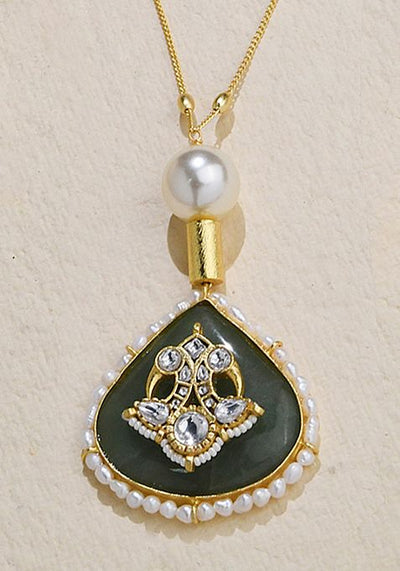 Gold Plated Green Dazzling Aura Necklace