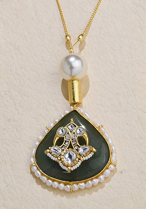 Gold Plated Green Dazzling Aura Necklace