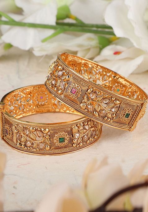 Gold Plated Kundan Bangles