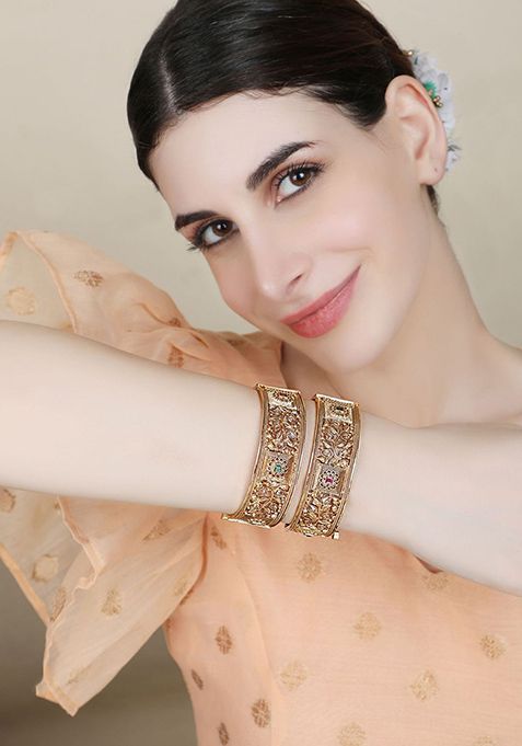Gold Plated Kundan Bangles