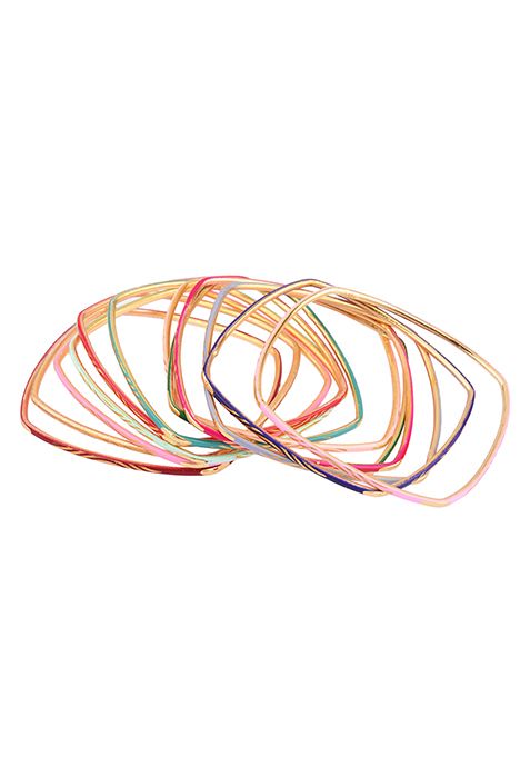 Gold Plated Square Enamel Foil Print Bangles