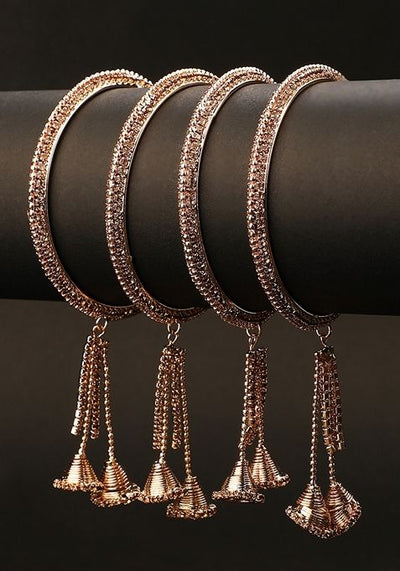 Gold Cubic Zirconia Set Of 4 Bangles