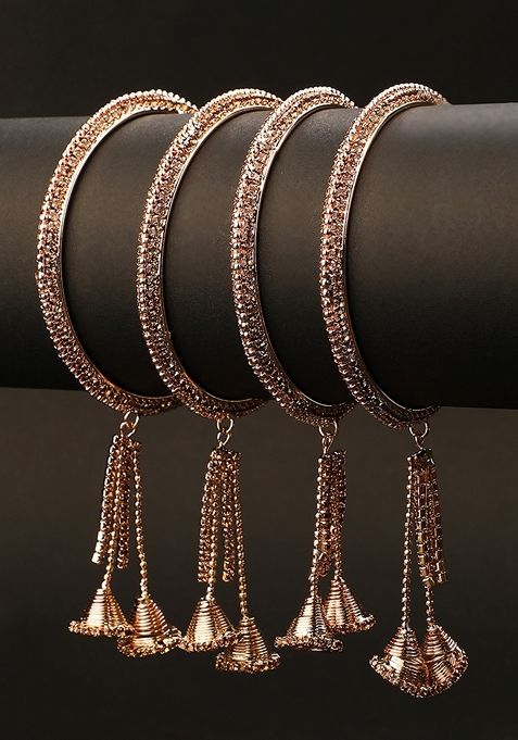 Gold Cubic Zirconia Set Of 4 Bangles