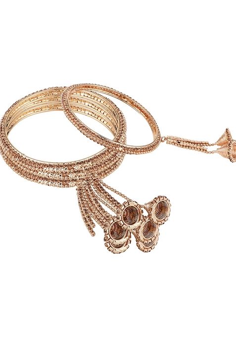Gold Cubic Zirconia Set Of 4 Bangles