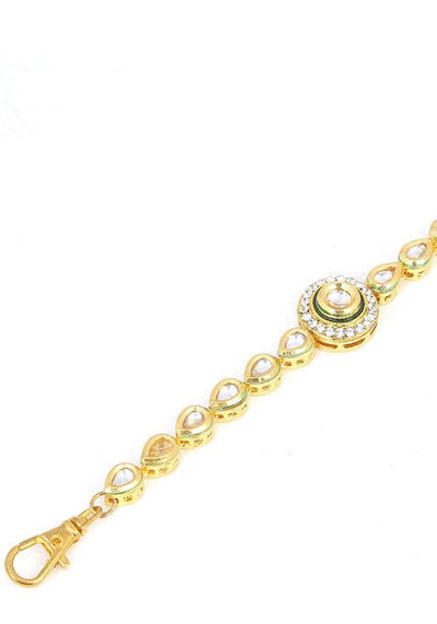 White Gold Tone Kundan Pearl Bracelet