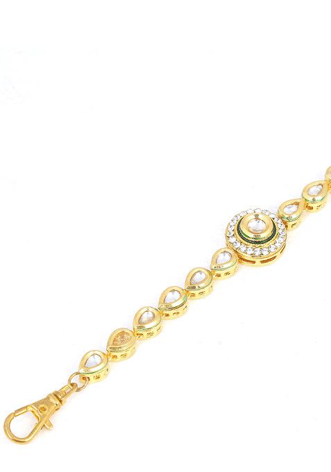 White Gold Tone Kundan Pearl Bracelet