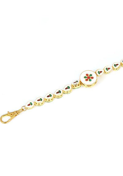 White Gold Tone Kundan Pearl Bracelet