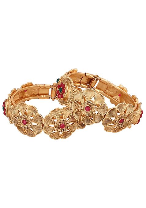 Gold Plated Artificial Stone Bead Bangles