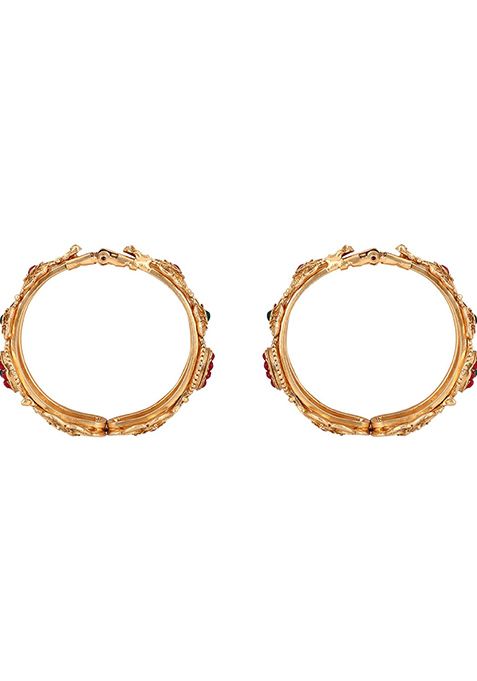 Gold Plated Artificial Stone Bead Bangles
