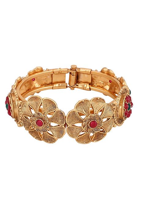 Gold Plated Artificial Stone Bead Bangles
