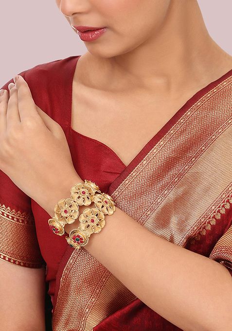 Gold Plated Artificial Stone Bead Bangles