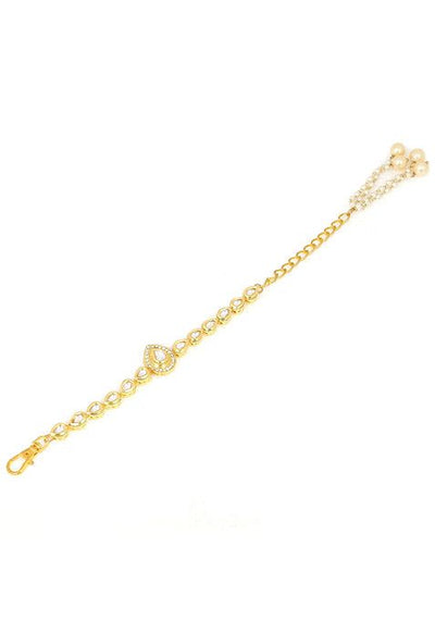 White Handcrafted Gold Kundan Pearl Bracelet