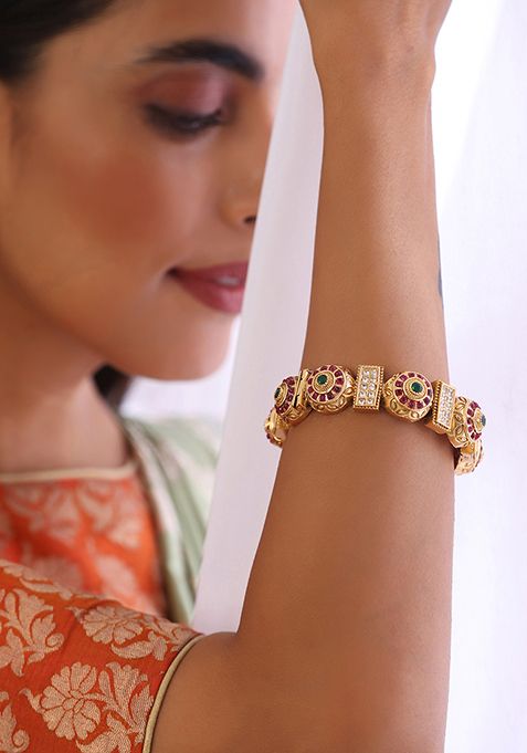 Red And Green Gold Tone Bangle