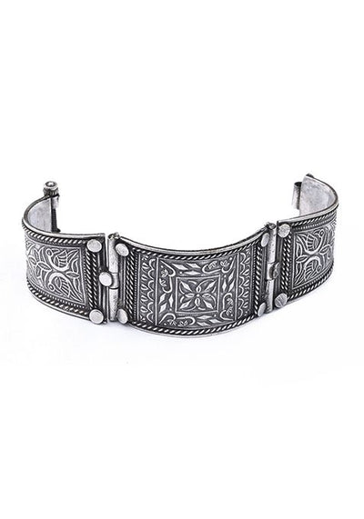 Silver Tone Textured Brass Bangle