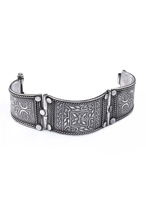 Silver Tone Textured Brass Bangle