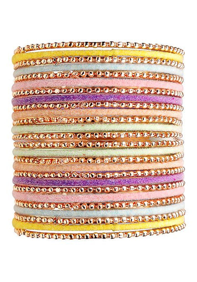 Rose Gold Plated Pastel Multicolor Velvet Bangles