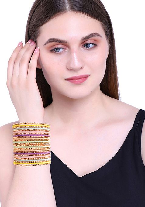 Rose Gold Plated Pastel Multicolor Velvet Bangles