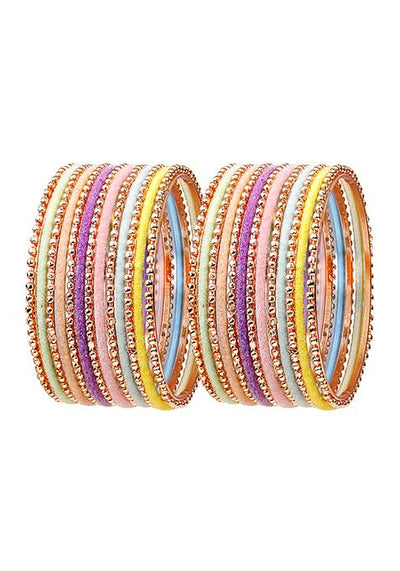 Rose Gold Plated Pastel Multicolor Velvet Bangles