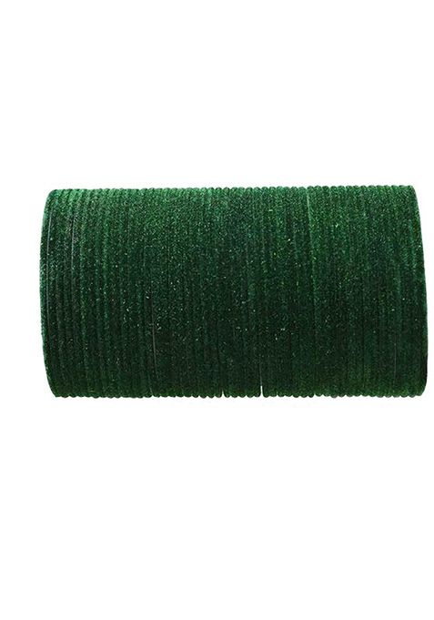 Dark Green Metal Glossy Velvet Bangle Set