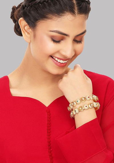 Gold Plated Artificial Stone Bead Bangles