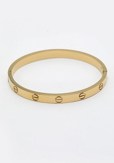 Gold Gold Toned Self Design Kada Bracelet