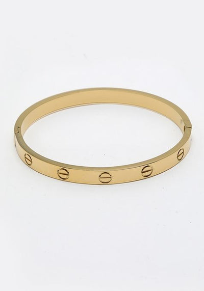 Gold Gold Toned Self Design Kada Bracelet