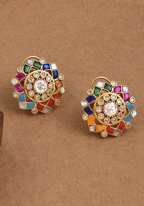 Multicolour Kaleidoscope Star Stud Earrings