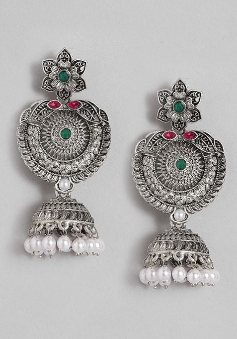 Silver Plated Cubic Zircon American Diamond Earrings