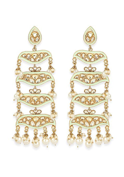 Sea Green Kundan Drop Earrings