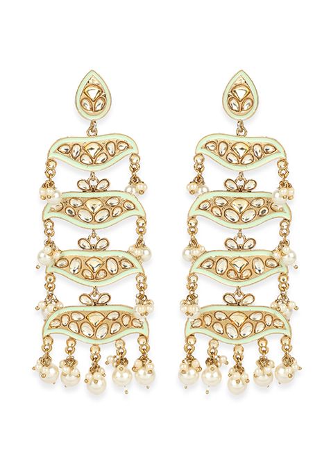 Sea Green Kundan Drop Earrings