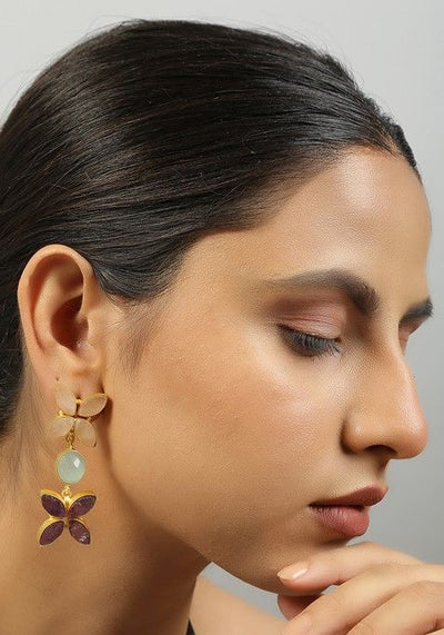 Pink And Purple Amethyst Stone Earrings