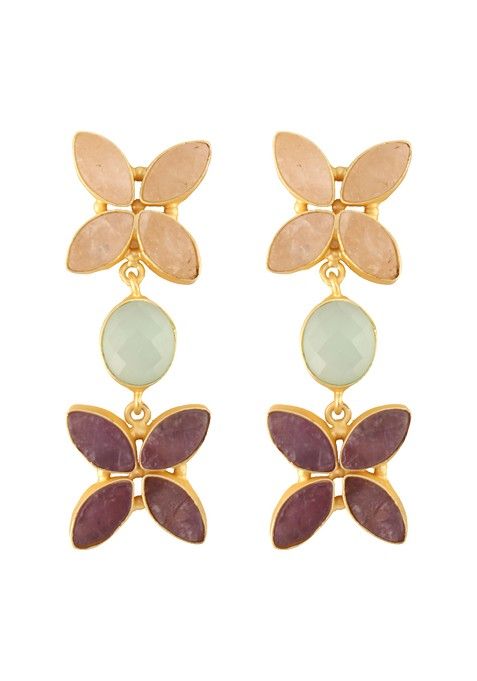 Pink And Purple Amethyst Stone Earrings