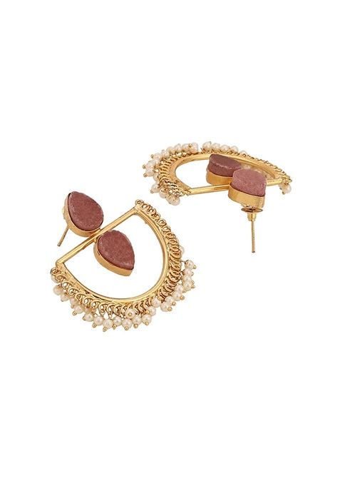 Red Druzy Stone Earrings