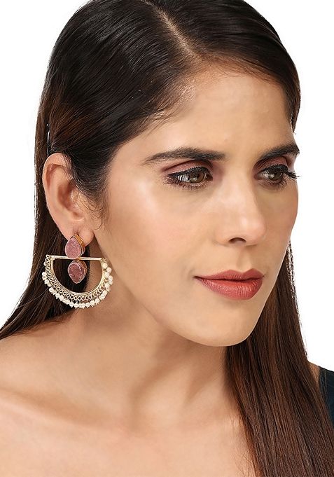 Red Druzy Stone Earrings