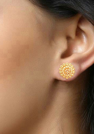 Traditional Gold Plated Round Studs Earrings