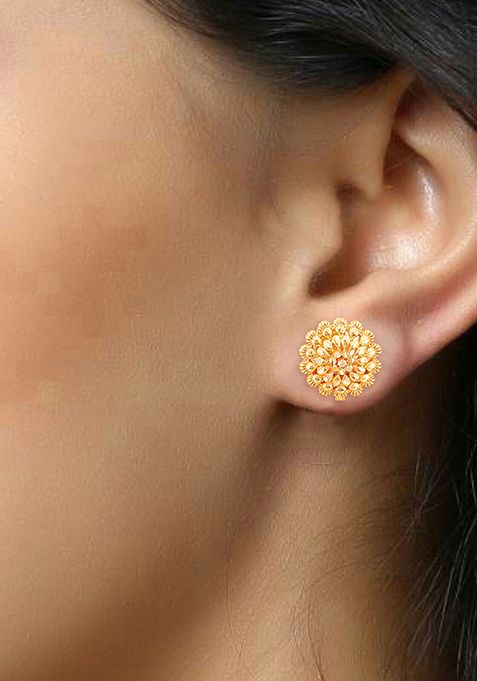Traditional Gold Plated Round Studs Earrings