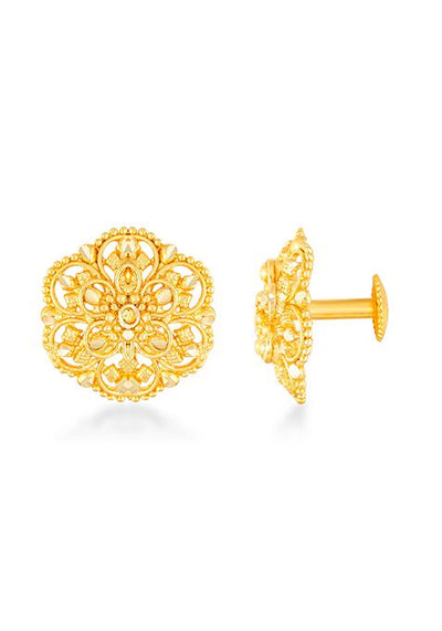Traditional Gold Plated Floral Stud Earrings