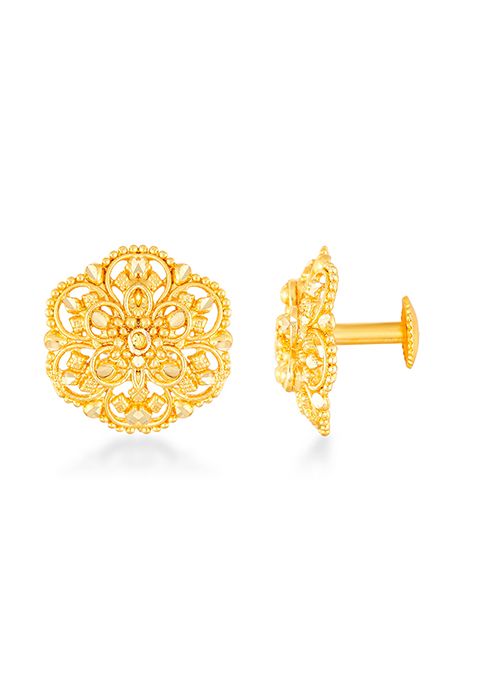 Traditional Gold Plated Floral Stud Earrings