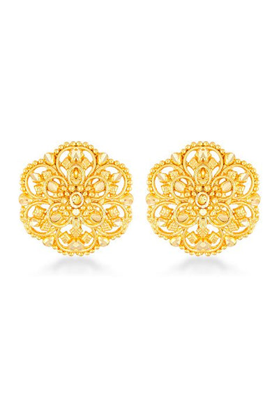 Traditional Gold Plated Floral Stud Earrings