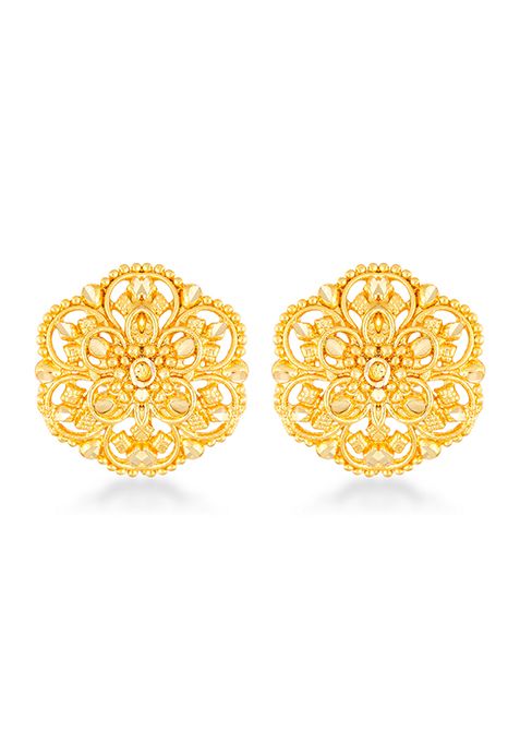 Traditional Gold Plated Floral Stud Earrings