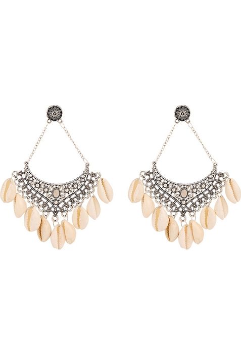 White Oxidised Earrings