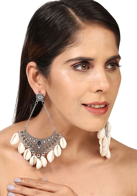 White Oxidised Earrings