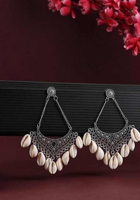 White Oxidised Earrings